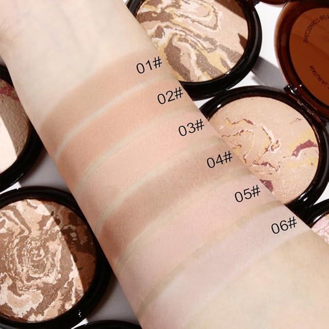 Pressed Matte Face Powder, Bake Foundation Makeup, Balance-n-Brighten & Color Correcting, Medium Light Fair Brown Concealer Base Mak up for Poreless Wrinkle Finishing, Shine Control
