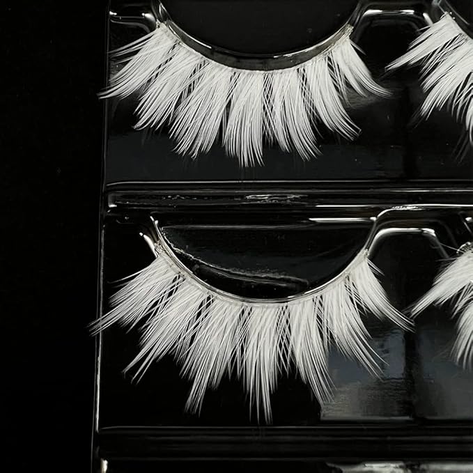 White Lashes MUQIU37 White False Eyelashes Cosplay Eye Lashes Halloween Easter Colorful Eye lashes Extension Makeup Tools Natural Looking Masquerade Party White Eyelashes (MQ12-14mm)