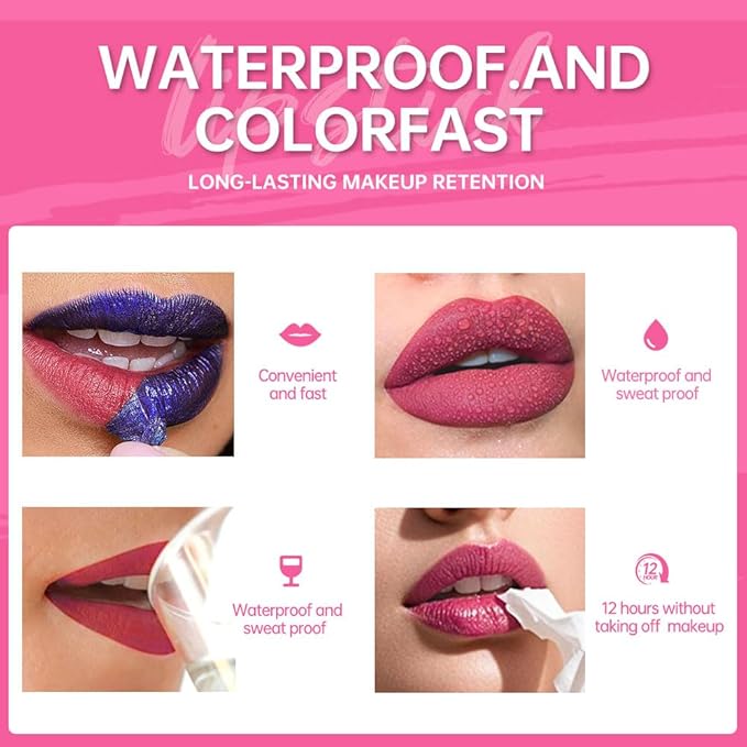 Matte Lip Stain Masque - Lip Liner Peel Off Lip Stain Tattoo, All Day Peel Off Lip Tint，Long Lasting Waterproof Transfer-proof Lip Mask Peel Off Lip Gloss,Stay Lip Makeup 02#