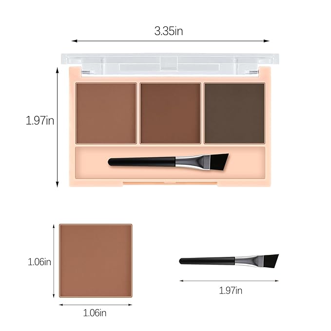 3-Color Eyebrow Powder Palette, Brow Powder Filler Kit With Brow Brush, Waterproof Neutral Eye Makeup for Women, Smudge-proof