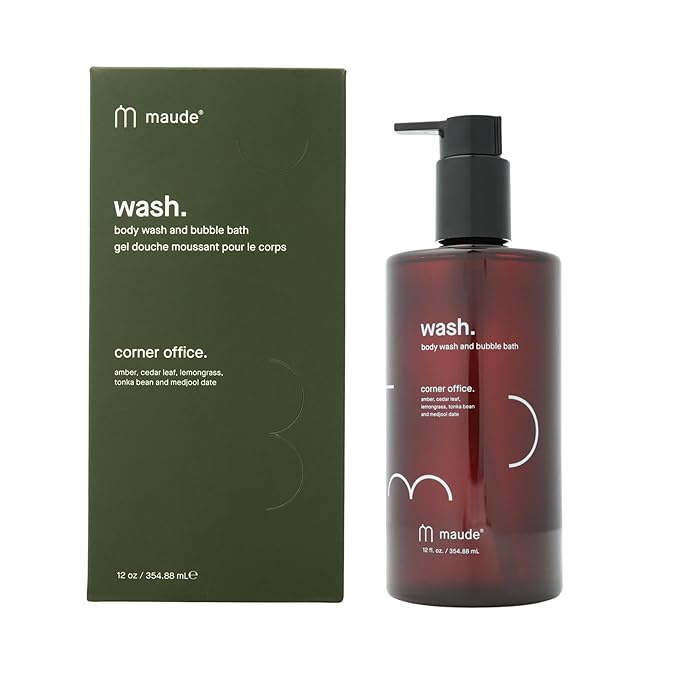 MAUDE Wash - pH Balanced Moisturizing Body Wash - Amber & Cedar Scented Body Soap & Bubble Bath - With Smoothing Niacinamide & Aloe - Gentle Everyday Shower Gel & Relaxing Bath Soap - No.1 (12 oz)