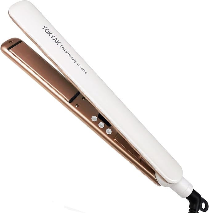 Flat Iron Hair Straightener, Ultra-Thin Nano Titanium 1 ¼ inch Thin Hair Iron 10-Second Heat-up, Auto Shut-Off, 2-in-1 Hair Straightening and Flat Iron Curler with Transparent LED Display