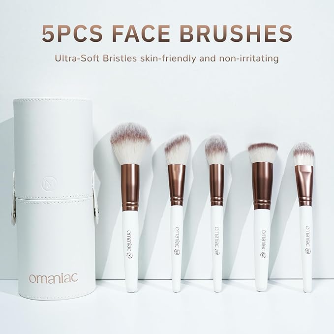 OMANIAC Makeup Brush Set, 20Pcs Professional Makeup Brushes for Foundation, Powder, Eyeshadow, Concealer Cream, Blush Buffe etc, with White Makeup Brushes Kit Case