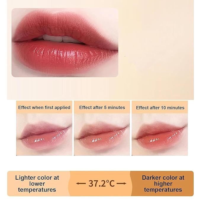 PIN&WEI Color Changing Lipstick, Gold Crystal Ph Lipstick Color Changing, Long Lasting Moisturizing Glossy Shine Lip Gloss, Deep Nourishment (1pcs)