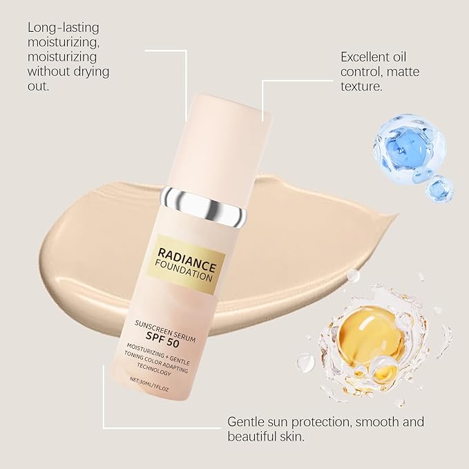Color Changing Foundation, Sunscreen Foundation, Concealer Full Coverage, Moisturizing & Long Lasting & Flawless Foundation Natural Skin Tone Makeup for Face, 30 ML