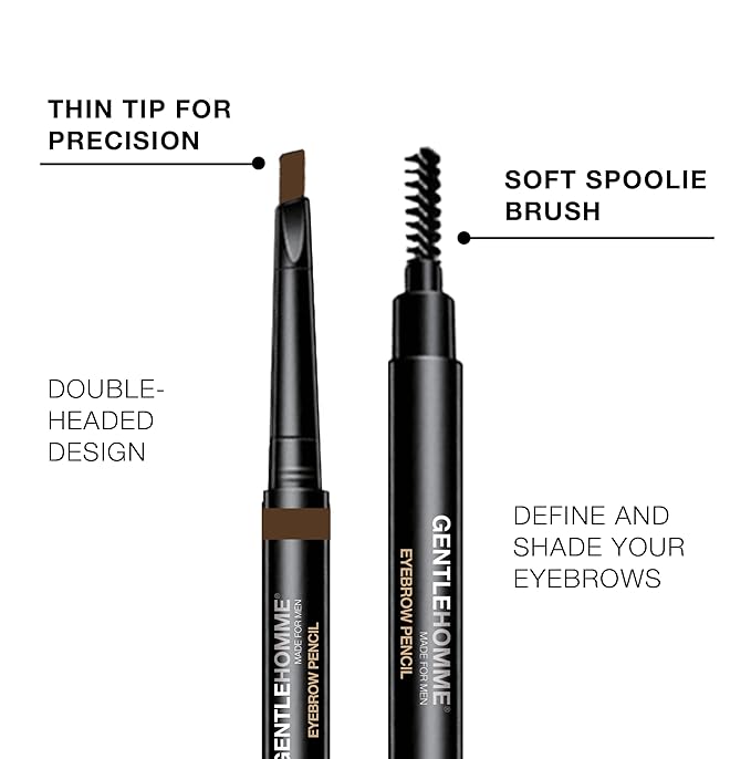 Eyebrow Pencil - Men’s Brow Pencil - 2-in-1 Brow Brush & Lead Pencil - Shape, Define & Fill In Eyebrows - Ultra-Thin - Long-Lasting Color - Vegan - Brown - 1pk