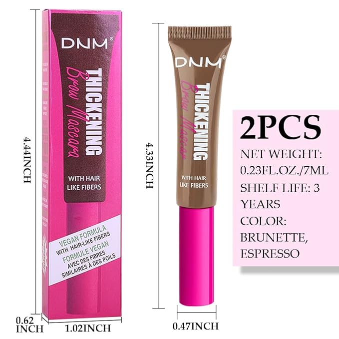 Tinted Thickening Brow Mascara,Brow Fast Sculpt,Waterproof, Transfer-proof, Brush to Fill in Eyebrows and Cover Gray Hairs - Cruelty Free (2pcs 06 Brunette &07 Espresso)