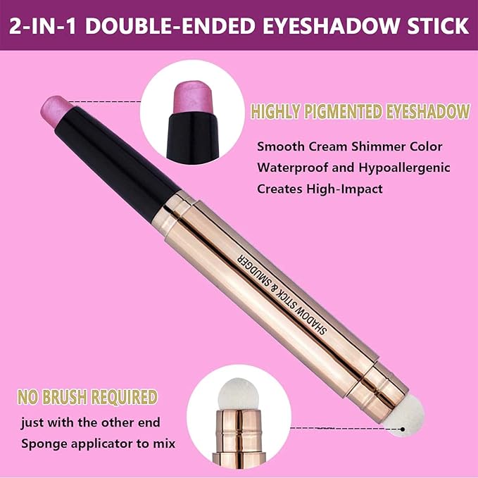 Pink Eyeshadow Stick Cream Smooth Shimmer glitter eyeliner pencil hot light matte palette Eye shadow Pencil Hypoallergenic Waterproof Long Lasting Highlighter Stick Multi-Dimensional eyes Look 13 #