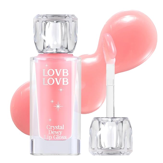 Crystal Dewy Lip Gloss | Lightweight & Non-Sticky | High-Shine & Long-Lasting | Hydrating Korean Lip Care Gloss | 0.17 oz. (01 PINK DOLPHIN)