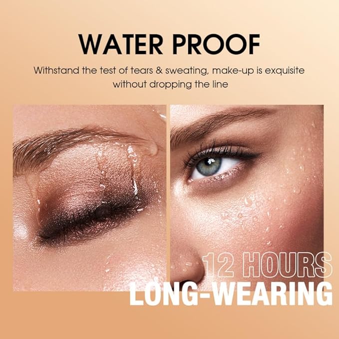 Rose Gold Eyeshadow Stick Makeup, Long-Lasting Waterproof Eye Shadow Pencil, Hypoallergenic Smudge-Proof Glitter Primer Palette Shimmer Eyeliner, Easy to Blend Eye Make Up