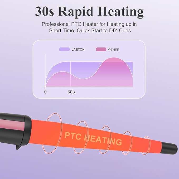 Hair Curling Wand, 0.5-1Inch Tapered Curling Iron, Professional Ceramic Hair Curler Wand with Heat-Resistant Glove, Dual Voltage (Pink)