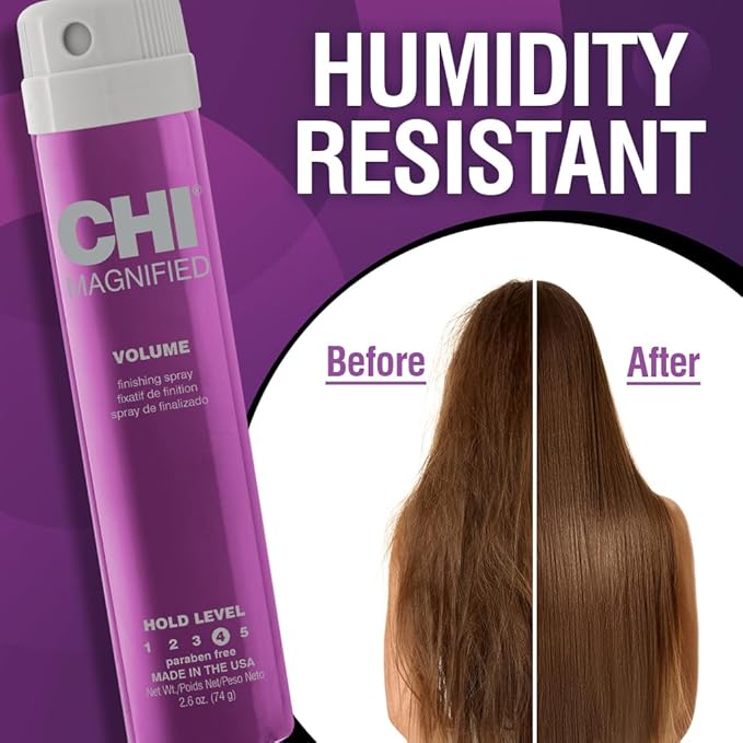 CHI Magnified Volume Finishing Hair Spray, Boosts Volume & Body For Maximum Fullness, Builds Resilience & Strength & Adds Shine, 2.6 Oz