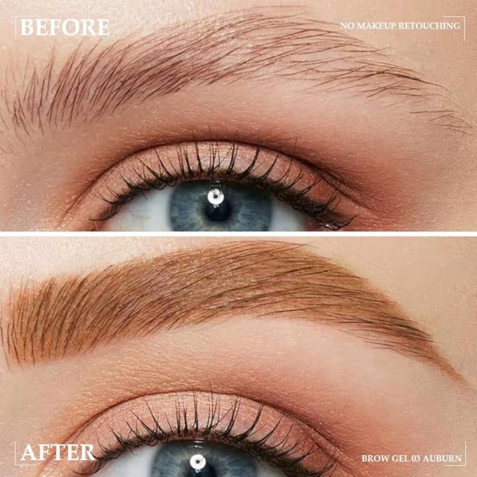 Tinted Thickening Brow Mascara,Brow Fast Sculpt,Waterproof, Transfer-proof, Brush to Fill in Eyebrows and Cover Gray Hairs - Cruelty Free - Light Medium Brown (2pcs 03 Auburn)