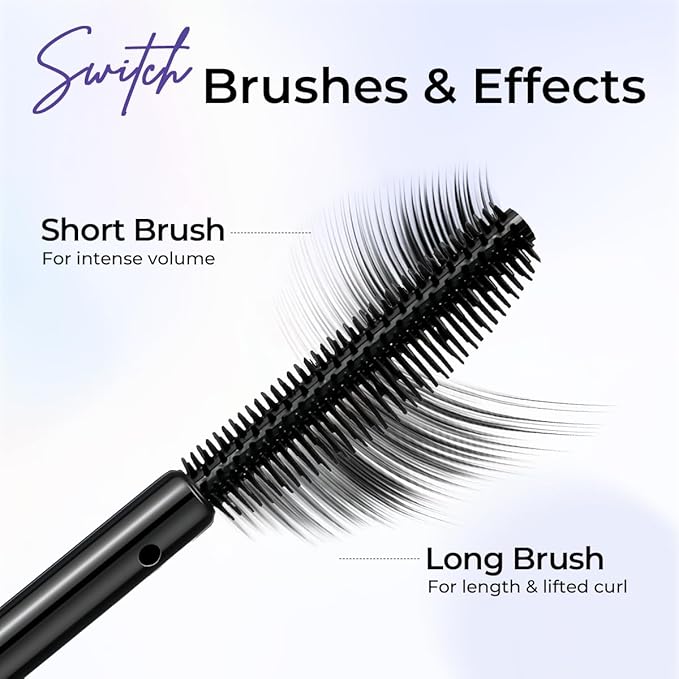 SACE LADY Waterproof Mascara, All-in-Lash Mascara Volume and Length Eyelashes, Smudge-proof and Sweat-proof, Long Lasting Curl, Natrual Black Eye Makeup Christmas Gift for Women