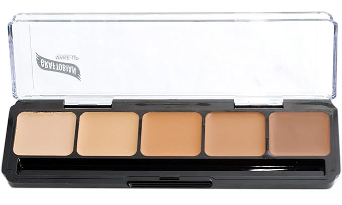 Graftobian HD Glamour Crème Foundation Palette (Warm #3) - High Definition 5 Color Makeup Palette, Cream Based Foundation Concealer and Contour Palette, Full Coverage - Medium/Dark Warm Skin Shades