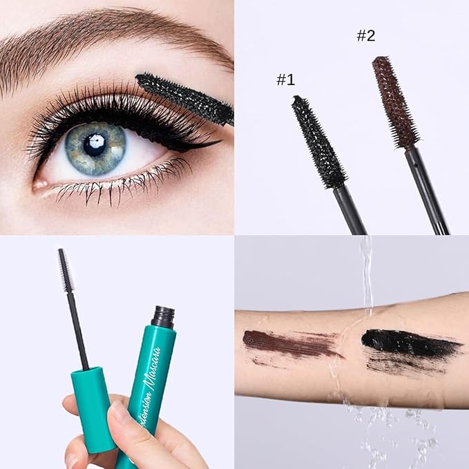 Volume and Length Mascara, Waterproof & Quick-Drying, with Silicone Brush, Long-Lasting No Flaking Natural No Clumping 0.38Oz (Brown, 0.38Oz)