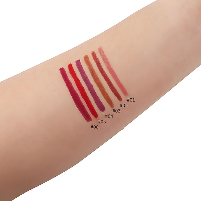 CCbeauty 6 Colors Matte Lip Liner Set, Waterproof and Long Wear Lipliner, Smudge-proof and Transfer-proof Lip Liner Pencil, Creamy Rich Color, Smooth Application, No Sharpener Required