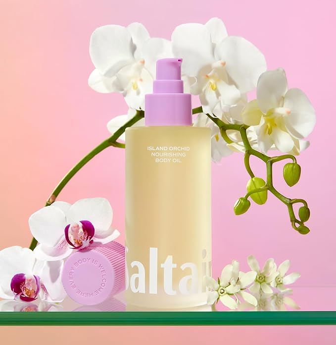 Saltair Body Oil - Luxurious Island Orchid After Shower and Bath Oil for Women and Men. Botanical, Non-Greasy, Well-Absorbing Moisturizer for Hydrating Dry Skin – 4oz Pump Bottle