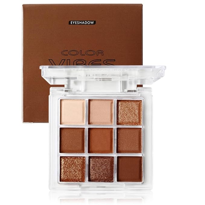 Neutral Nude Brown Eyeshadow Palette, 9 Colors Glitter Matte Eye Shadow Palette Makeup, Rose Gold Dark Brown Bronze Eyeshadow Palette, Highly Pigmented Waterproof Chocolate Eyeshadow Palette