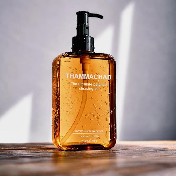 Thammachad Cleansing Oil – 100% Natural Makeup Remover with Moringa, Camellia & Frankincense | First‑Step Oil Cleanser for Dry & Sensitive Skin | Handcrafted in Small Batches in the USA, 200 ml