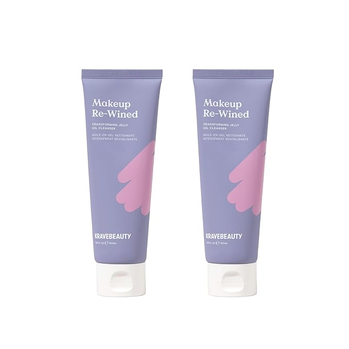 KraveBeauty Makeup Re-Wined Jelly Oil Cleanser Duo – K-Beauty Transforming Daily Cleanser, Removes Makeup & Impurities, Vegan & Cruelty-Free, 3.38 fl oz x2
