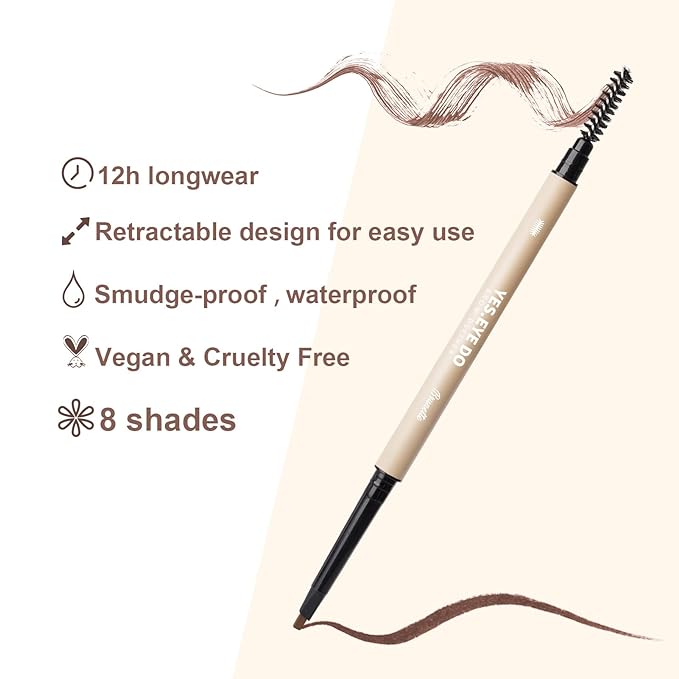 Auburn Eyebrow Pencil, Automatic Red Eyebrow Pen with Brush for Red Hair, Ultra Slim Redish Eyebrow Pencil for Brow Lamination, Water-resistant, Long-lasting, Buildable Pigment, Auburn, YES.EYE DO