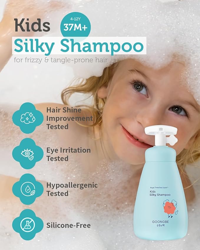Kids Wash Duo Set - Korean Low pH Silky Shampoo & Mild Body Wash - Silicone-Free Hair Care & Micellar Body Cleanser - Allergen-Free Formula for Sensitive Skin, 10.1 fl.oz. & 10.1 fl.oz.