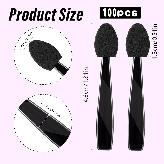 Eyeshadow Applicators, 100 Pack Disposable Eyeshadow Brush Set Mini Dual Sides Eye Shadow Brushes Portable Travel Eye Shadow Applicator Sticks Multipurpose Lips Eye Makeup Brushes for Women