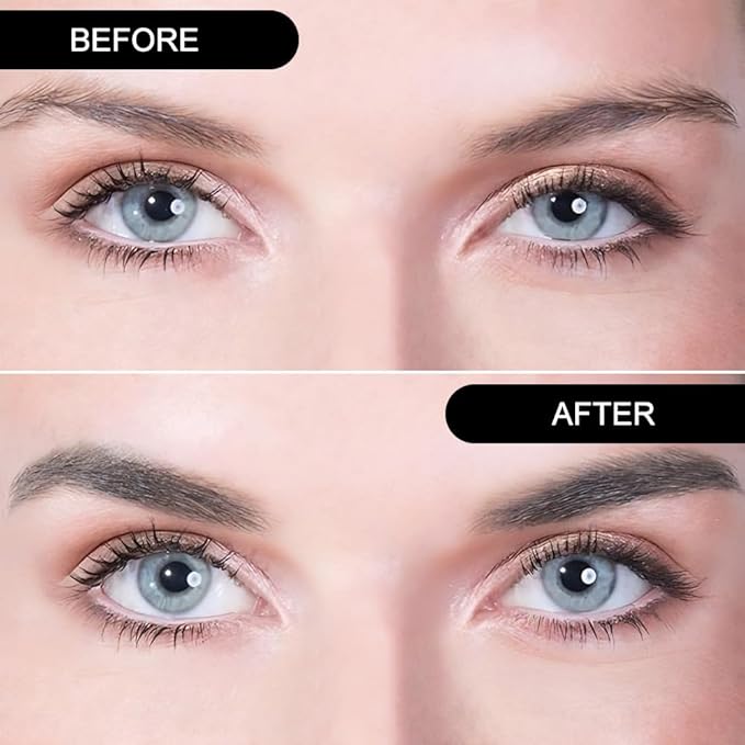 Eyebrow Powder Kit, Long-Lasting Waterproof Two Colors Matte Brow Powder, Eye Brow Powder for Women with Double-ended Eyebrow Brush, Purse-Friendly Compact (A04# Dark Brown+Dark Grey, 1Pcs)