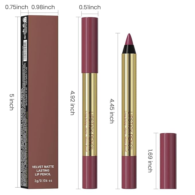 Matte Lip Liner – Sharpenable, Professional Waterproof & Smudge-Proof, Velvet Matte, Long-Lasting Color Lock, Daily Wear, Ideal for Bold & Chic Makeup Looks, Rose Red (Shade 04)
