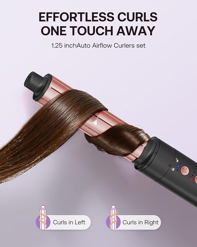 6-in-1 Hot Air Styler Wrap, High-Speed Hair Dryer Brush Blow Dryer with 2 Auto Wrap Curlers for Curling, Straightening, Volumizing, Fast Drying & Frizz-Free Styling for All Hair Types