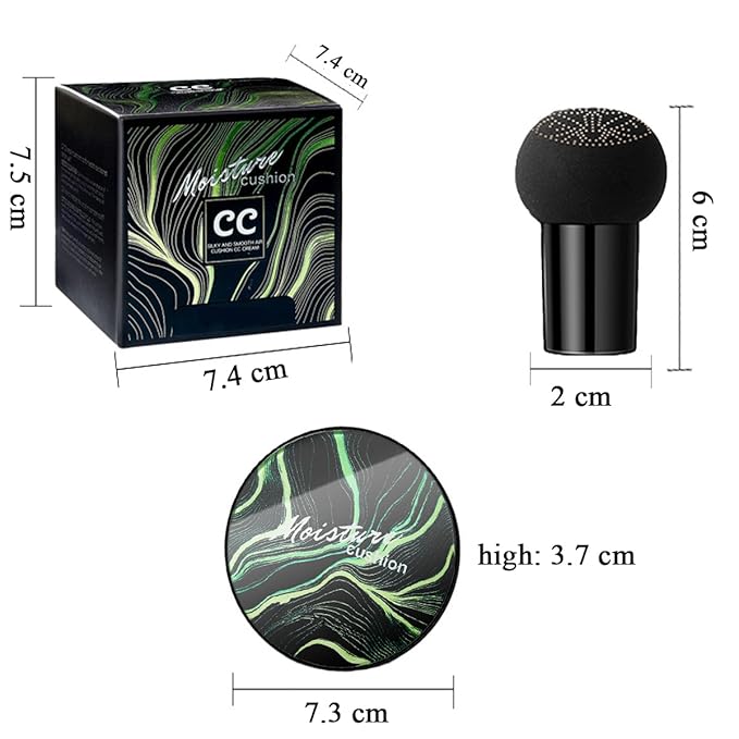 Air Cushion CC Cream Mushroom Head Foundation,BB Cream Makeup Foundation,Moisturizing Concealer,Long Lasting Full Coverage Waterproof,Even Skin Tone for All Skin Types (1# Ivory, 20g)