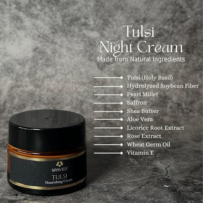 Tulsi Nourishing Face Cream – Anti-Aging Moisturizer with Shea Butter, Aloe Vera & Vitamin E – Collagen Booster for Dry, Mature & Sensitive Skin – 1.7 oz – Vegan & Fragrance-Free