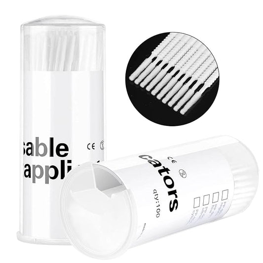 200 Pieces Disposable Micro Brush Applicator Microswabs for Eyelash Extension Removing Tools, Mini Cotton Swab Brushes for Makeup and Personal Care (White)