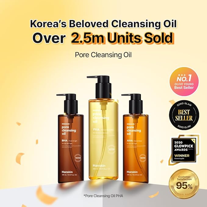 Hanskin BHA Pore Cleansing Oil, Gentle Blackhead Cleanser and Makeup Remover for Combination and Oily Skin, Korean Skincare [BHA/10.14 oz]