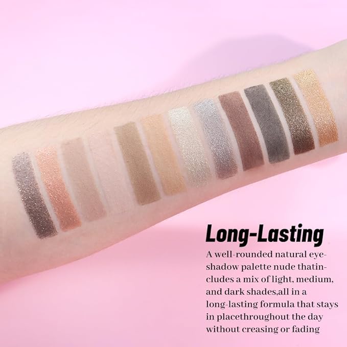 SUAKE Neutral Smokey Eye Shadow Palette,Nude Silver Gray Black Cream Eyeshadow Palette,Make Up Pallets for Women, Highly Pigmented Long Lasting Naturing-Looking