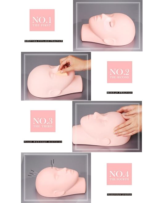 Pro Training Mannequin Flat Head Practice Make Up Eye Lashes Eyelash Extensions,Practice Training Head Manikin Cosmetology Mannequin Doll Face Head-2 Pack