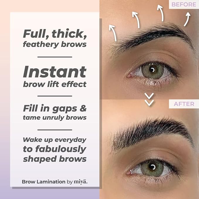 Brow Lamination Kit | Professional Eyebrow Lamination with Keratin | DIY Brow Lift Kit | Fuller, Thicker Brows for 6 weeks | Includes Easy to Use Instruction, Treatment Tools & Brushes