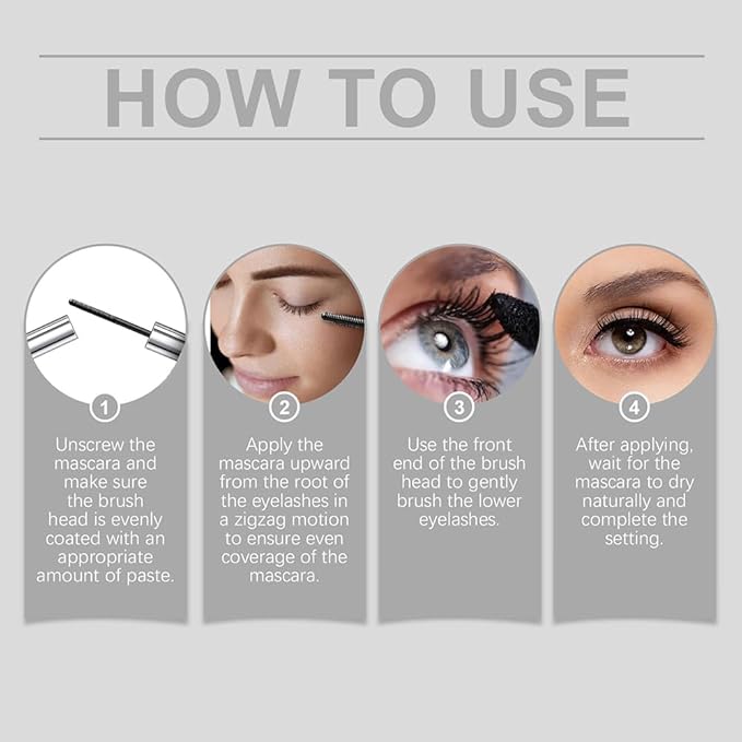 Iron Wand Mascara, 3D Curling Eyelash Mascaras, Mascara Waterproof, Waterproof Sweat-Proof & Long-Lasting, Lengthening, No Clumping (Black)