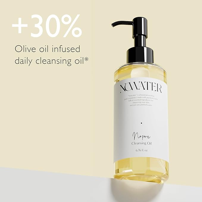 NOWATER No Pore Cleansing Oil | Makeup Cleansing Oil | Pore Cleansing, Blackheads Removal | Olive Oil, Tea Tree, Squalane | Korean Skin Care for face (6.76 fl.oz)