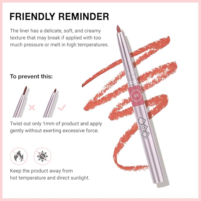 Matte Grapefruit Red Retractable Lipliner Pencil, Highly-Pigmented lip pencil, Long Lasting Waterproof Makeup Crayon for Lip Liner and Eye Liner, Smooth and Creamy, Rich Colors, Smooth Application,05#