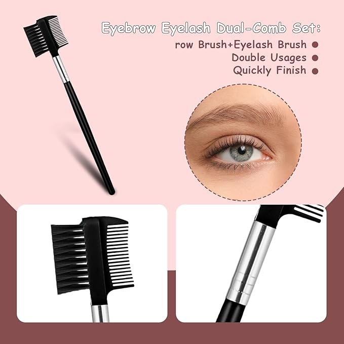 2Pcs Eyebrow Brush Comb and Eyelash Comb Separator, Eyebrow Makeup Brush Wands Eyebrow Lash Separator Tool for Eliminating Mascara Clumps, Grooming Shaping Brow, Separating Lashes, Eyelashes Extension