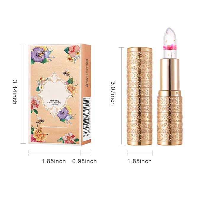Flower Jelly Lipstick Set Temperature Change Moisturizer Long Lasting Nutritious Balm Magic Color Change Lip Gloss (Rosa multiflora)