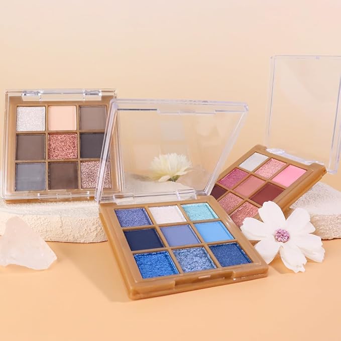 Matte Sparkling Eye Shadow Palette,Neutral Nude Smoky Glitter Powder Eyeshadow for Older Women,High-Pigment Eye Makeup, Naturing-Looking Travel Size Makeup Pallete (Matte Glitter-Blue)