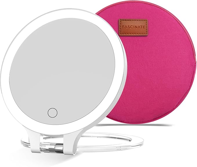 FASCINATE Magnifying Mirror 10X 1X Double Sided Magnification Makeup Vanity Mirror Rechargeable Lighted Mirror with 3 Color Lighting Modes Adjustable Rotation LED Vanity Mirror