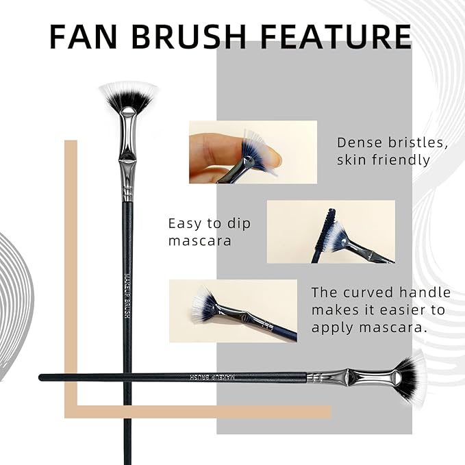 Fan Mascara Brushes, 3Pcs Eyelash Brush, Eyebrow Brush Lash Wand for Lashes, Facial Fan Brush for Eyelash Clumping. (Fan brush)