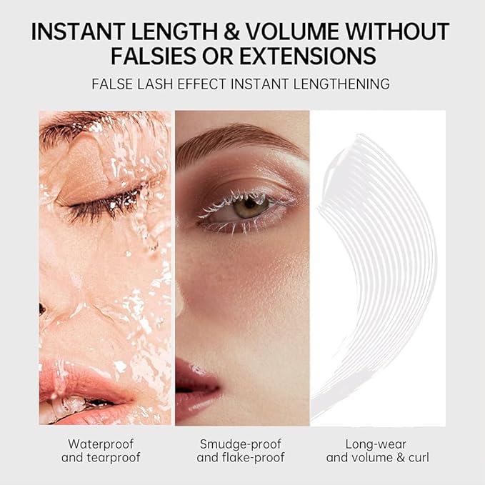 BINGBRUSH White Mascara for Eyelashes, Voluminous Colorful Mascara, Pink Purple Blue Green Red-Lengthening, Defining, Curling, Multiplying Formula (#01-White, 1 Count (Pack of 1))