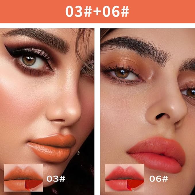 2Pcs Matte Lip Stain Peel Off Lip line Tattoo, Peel-off Lip Stain Masque - All Day Peel Off Lip Tint，Long Lasting Waterproof Transfer-proof Lip Mask Lip Color Peel Off Lip Gloss,Stay Lip Makeup 03+06