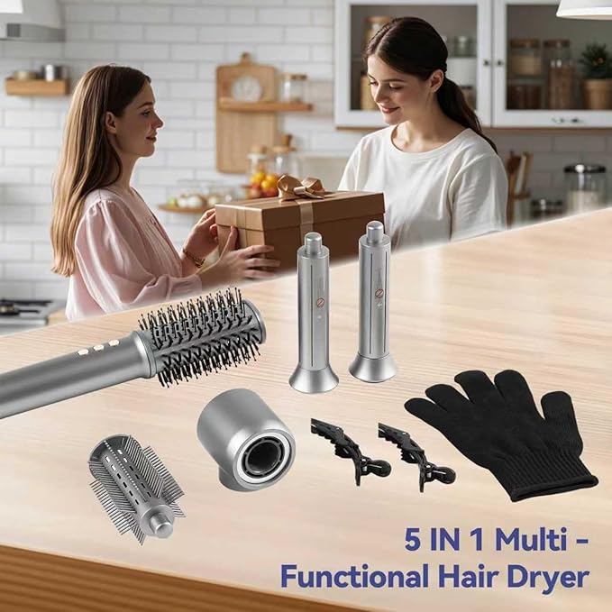 5 in 1 Hair Dryer Brush Set，Professional Blow Dryer Brush,High-Speed Hot Air Styler Wrap for Women,Multi Stylers - Volumize,Curl,Straighten,Frizz-Free,No Heat Damage