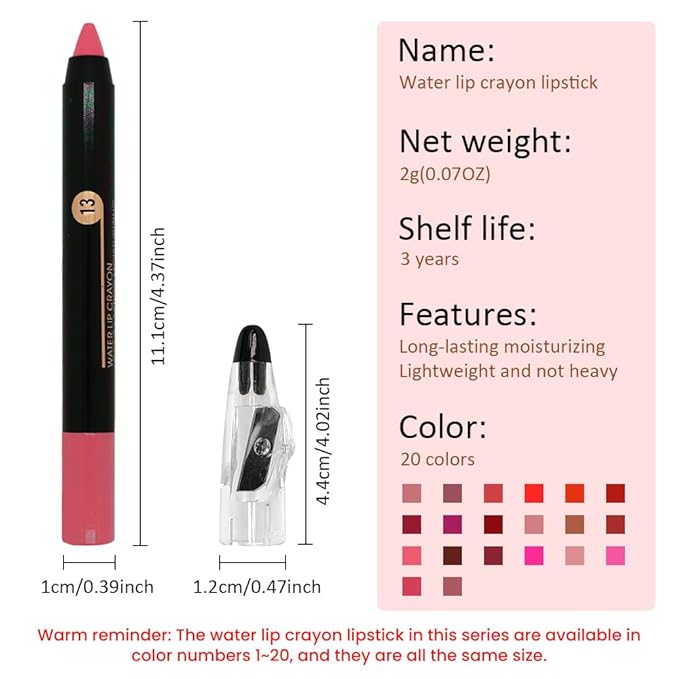 Peach Pink Crayon Matte Lipstick Lip Liner Pencil, Moisture Smooth Lipstick Penil, With Pencil Sharpener Sharpenable Lip Pen Ultimate Lip Crayon for Women Easy to Apply Waterproof 13#